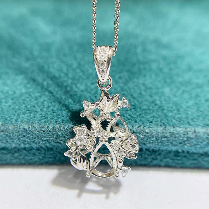 Pear 5×7 mm S925 Sterling Silver Pendant Setting, Unset, For Women, Fashion Style