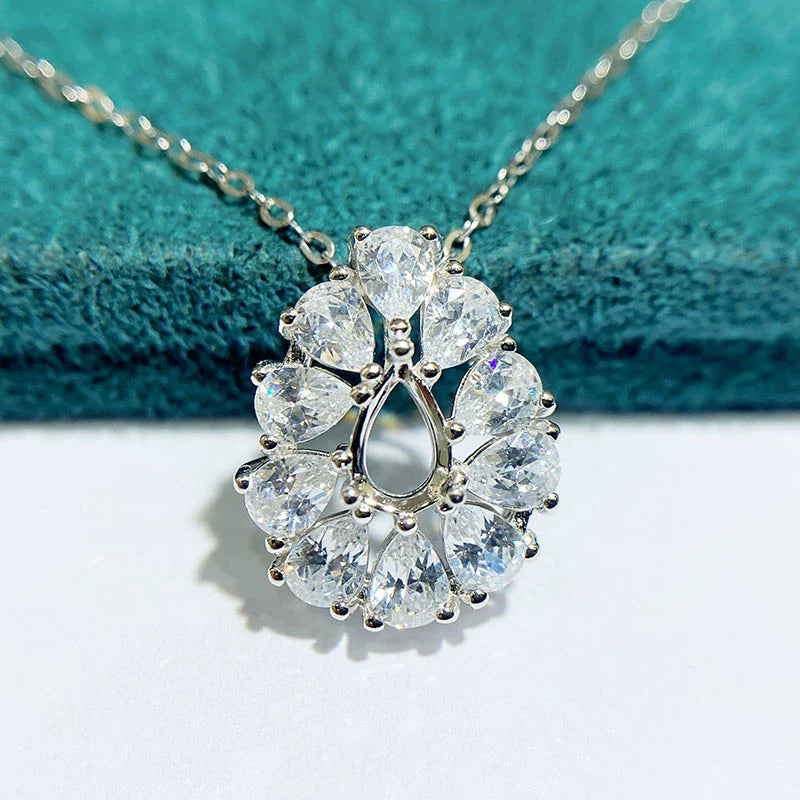 Pear 4×6 mm S925 Sterling Silver Pendant Setting, Unset, For Women, Fashion Style