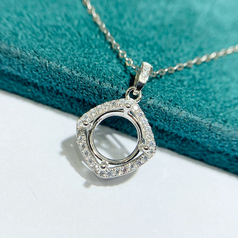 6.5 / 8 / 9mm Round S925 Silver Pendant Setting for Gemstone Mounting