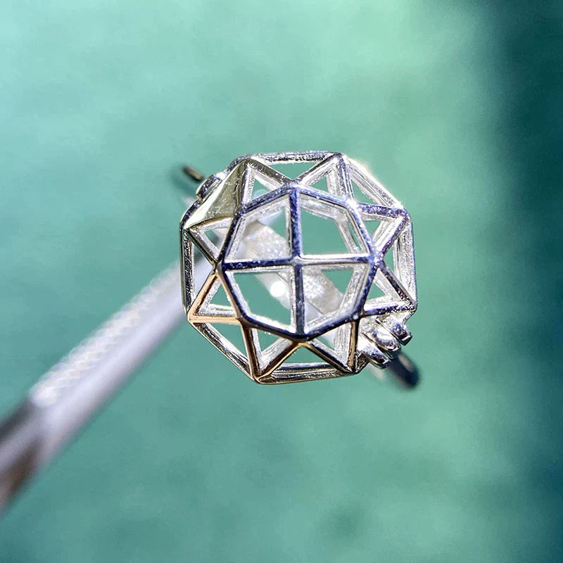 S925 Sterling Silver, 18K Gold Plated Ring Setting, Adjustable, Unset, For Women