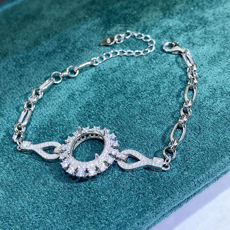 Oval 10×12 mm S925 Sterling Silver Ring Setting, Unset Mount, For Women