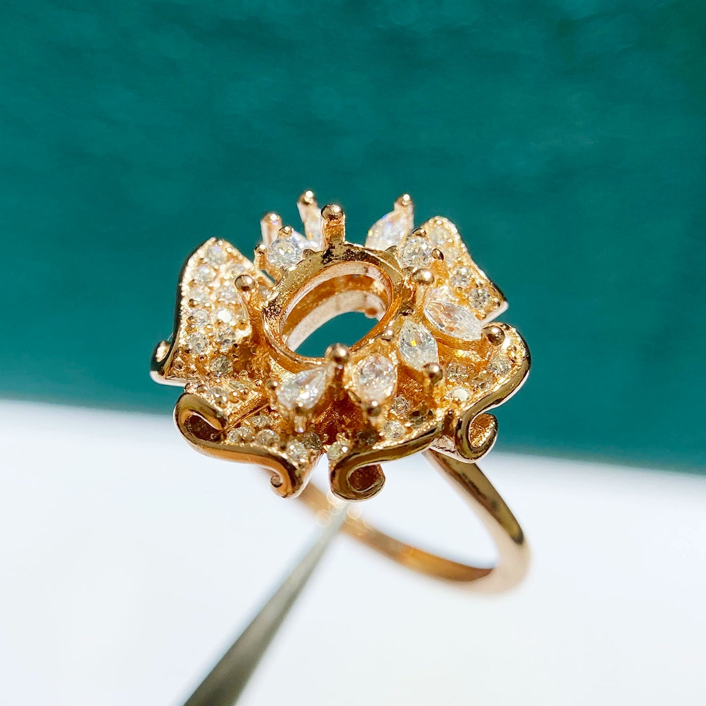 5×7 / 6×8mm Oval S925 Silver Adjustable Ring Setting for Gemstone Mounting