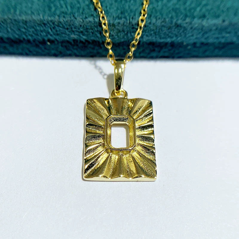 Rectangle 4×6 mm S925 Sterling Silver Pendant Setting, Unset, For Women, Vintage Style