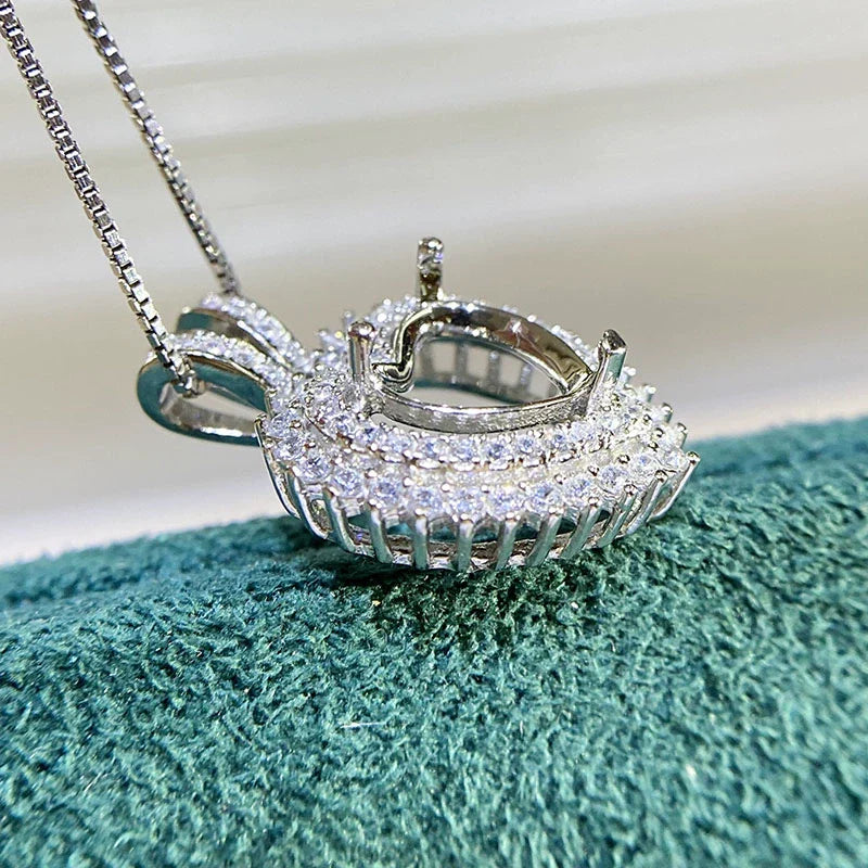 Heart 8 mm S925 Sterling Silver, 18K Gold Plated Pendant Setting, Unset, For Women