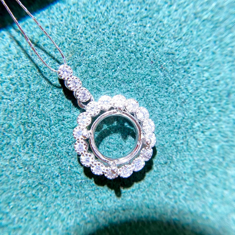 5–9mm Round S925 Silver Pendant Setting for Gemstone Mounting