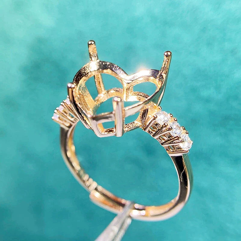 Heart 12×12 mm S925 Sterling Silver Ring Setting, Unset, For Women, Minimalist Style, Fashion Style