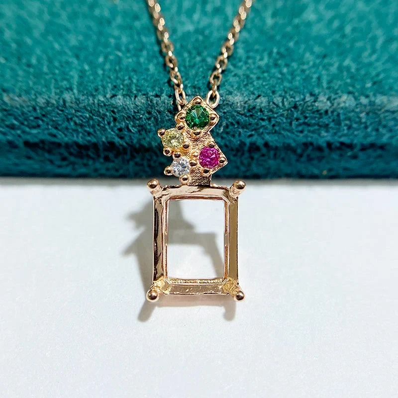 Square 7×9 mm S925 Sterling Silver Pendant Setting, Unset, For Women, Fashion Style