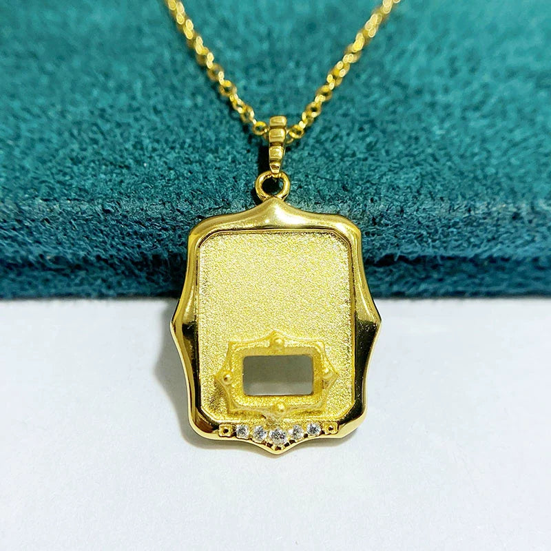 Rectangle 4×6 mm S925 Sterling Silver Pendant Setting, Unset, For Women