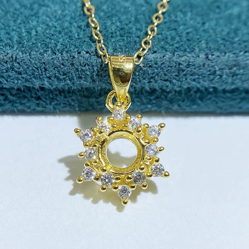 S925 Sterling Silver, 18K Gold Plated Ring Setting, Unset, For Women