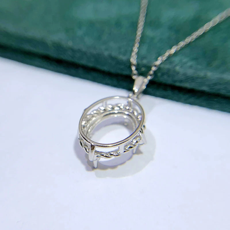 Oval 10×14 mm S925 Sterling Silver Pendant Setting, Unset, For Women