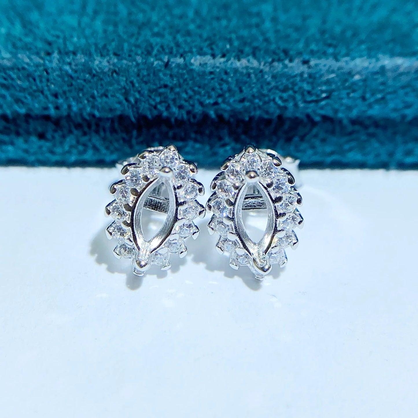 Marquise 2×4 mm / 3×6 mm S925 Sterling Silver Earring Setting, Unset