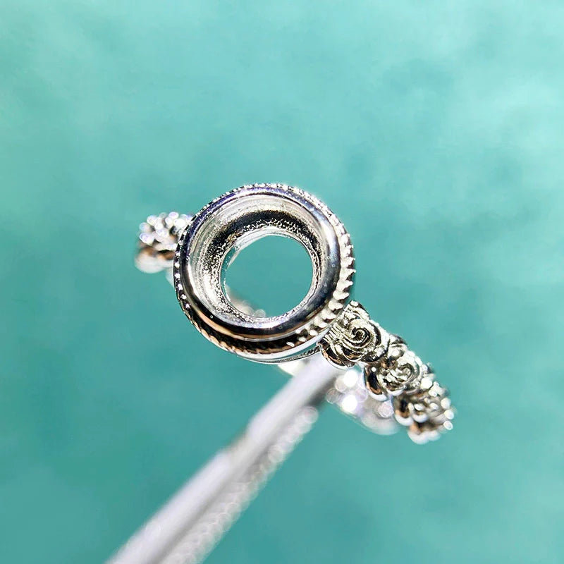 6×6 mm / 4×4 mm S925 Sterling Silver Ring Setting, Adjustable, Unset, For Women, Minimalist Style