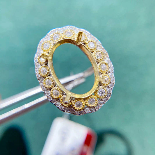 S925 Sterling Silver Oval, Round 10×14 mm, 14 mm Ring Setting for DIY Jewelry Making