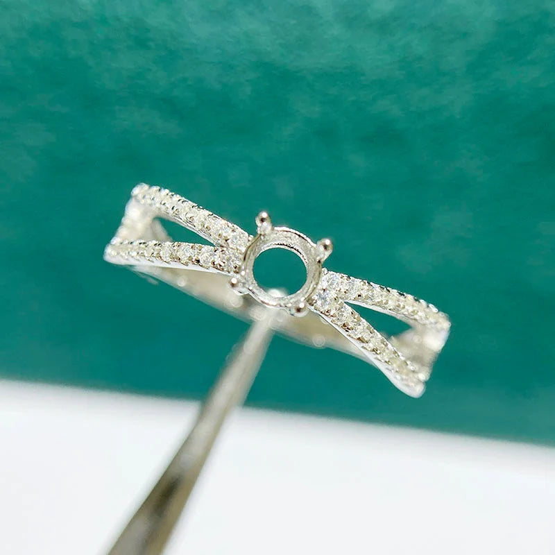 4×4 mm S925 Sterling Silver Ring Setting, Adjustable, Unset, For Women, Fashion Style