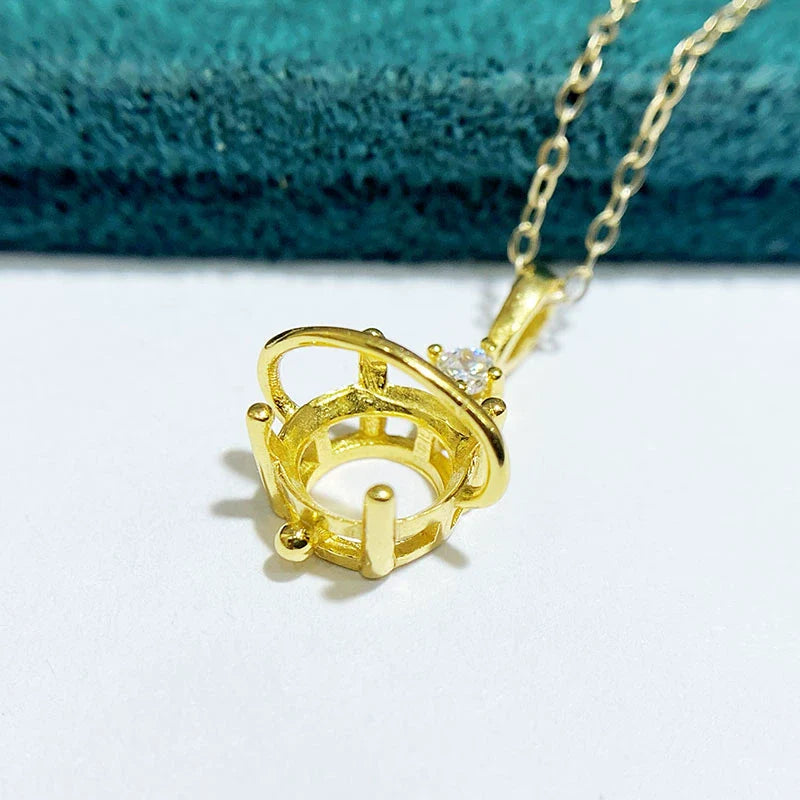 Round 8×8 mm S925 Sterling Silver Pendant Setting, Unset, For Women, Fashion Style