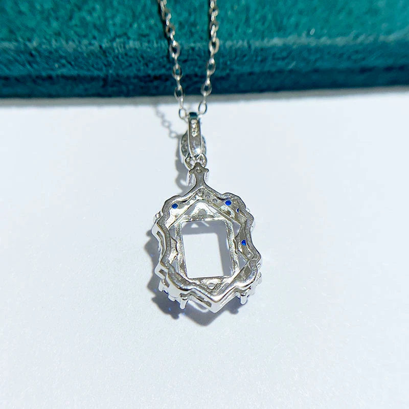 Rectangle 7×9 mm Pendant Base, S925 Sterling Silver, Unset, for Women