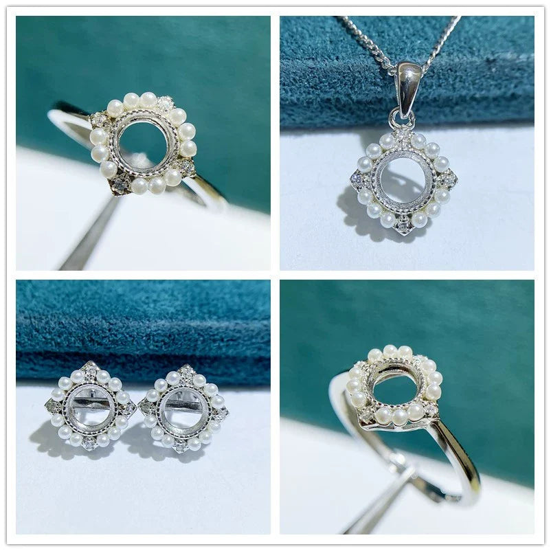 S925 Sterling Silver Round 6 mm Earring Setting for DIY Jewelry Making