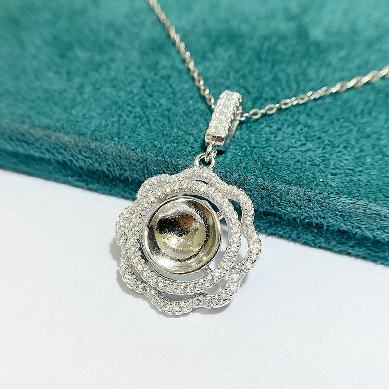 S925 Sterling Silver Pendant Setting, Unset, For Women, Vintage Style