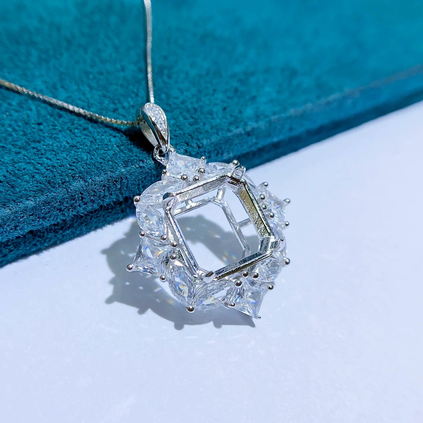 Square 12×12 mm S925 Sterling Silver Pendant Setting, Unset, For Women