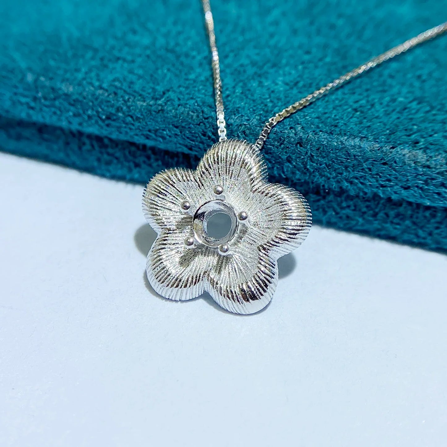 2×2 mm / 4×4 mm S925 Sterling Silver Pendant Setting, Unset, For Women