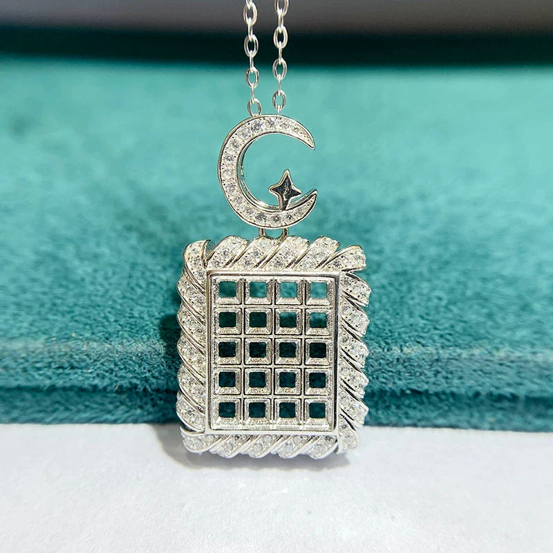 Square 3×3 mm S925 Sterling Silver Pendant Setting, Unset, Cluster Setting, Vintage Style, Light Luxury