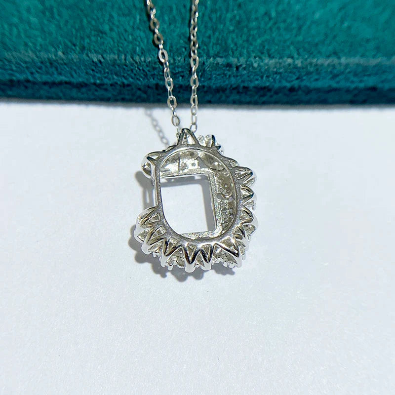 Rectangle 8×10 mm S925 Sterling Silver Pendant Setting, Unset, For Women