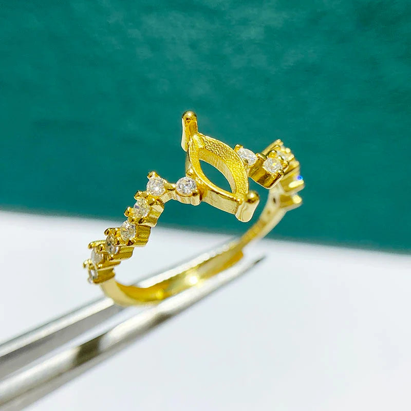 Marquise 4×8 mm S925 Sterling Silver Ring Setting, Adjustable, Unset, For Women