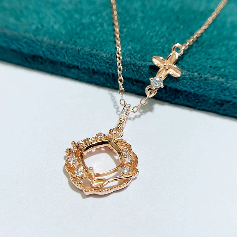 Cushion 8×8 mm S925 Sterling Silver Earring Setting, Unset