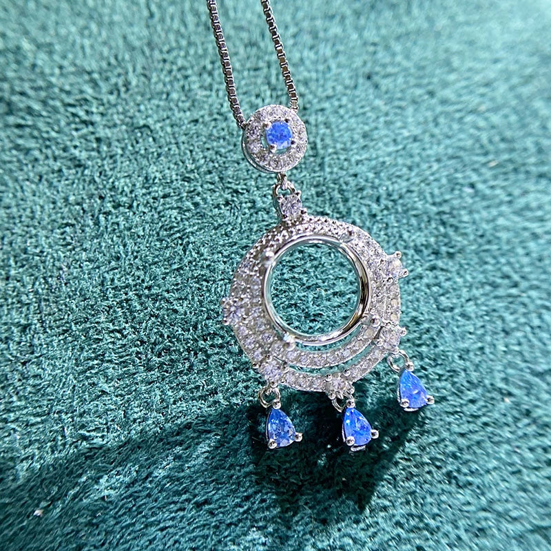 S925 Sterling Silver, 18K Gold Plated Pendant Setting, Unset, For Women