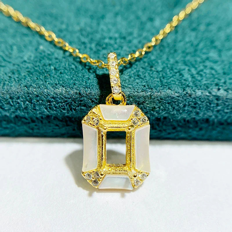 Rectangle 4×6 mm S925 Sterling Silver Pendant Setting, Unset, For Women, Fashion Style