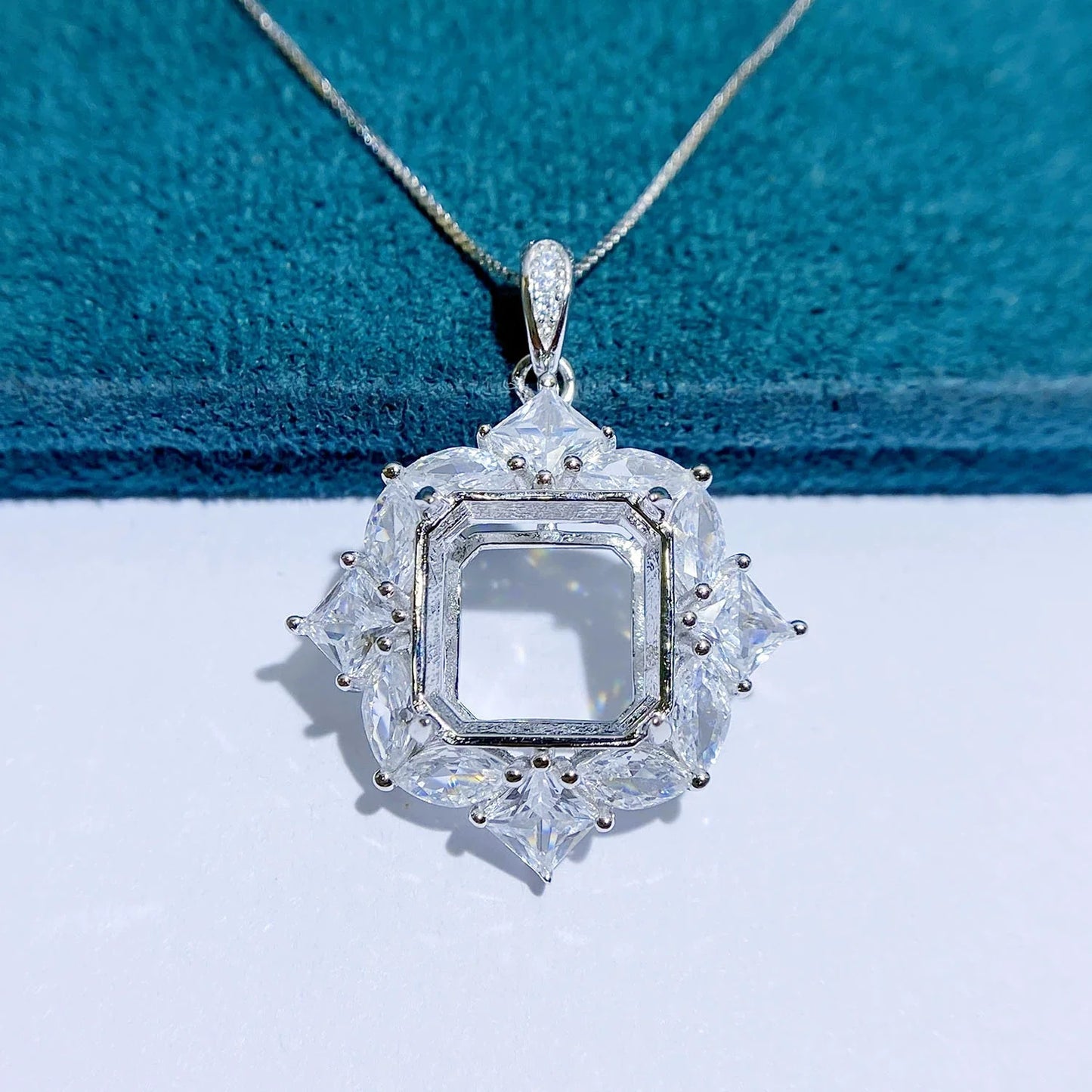 Square 12×12 mm S925 Sterling Silver Pendant Setting, Unset, For Women