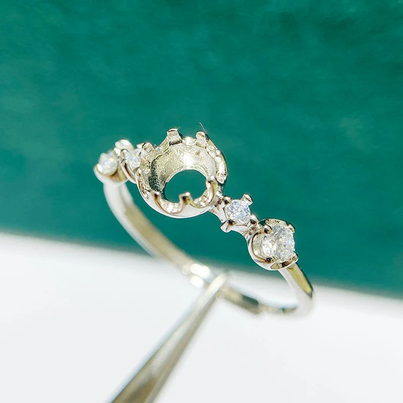 5×5 mm S925 Sterling Silver Ring Setting, Adjustable, Unset