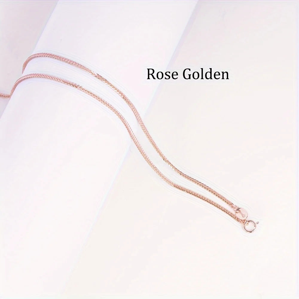 1pc 16-18inches rose Golden Silver solid 925 sterling silver foxtail chain necklace DIY jewelry making chain supplies findings