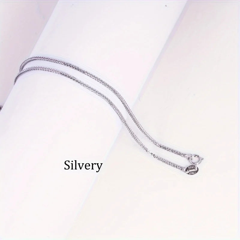 1pc 16-18inches rose Golden Silver solid 925 sterling silver foxtail chain necklace DIY jewelry making chain supplies findings