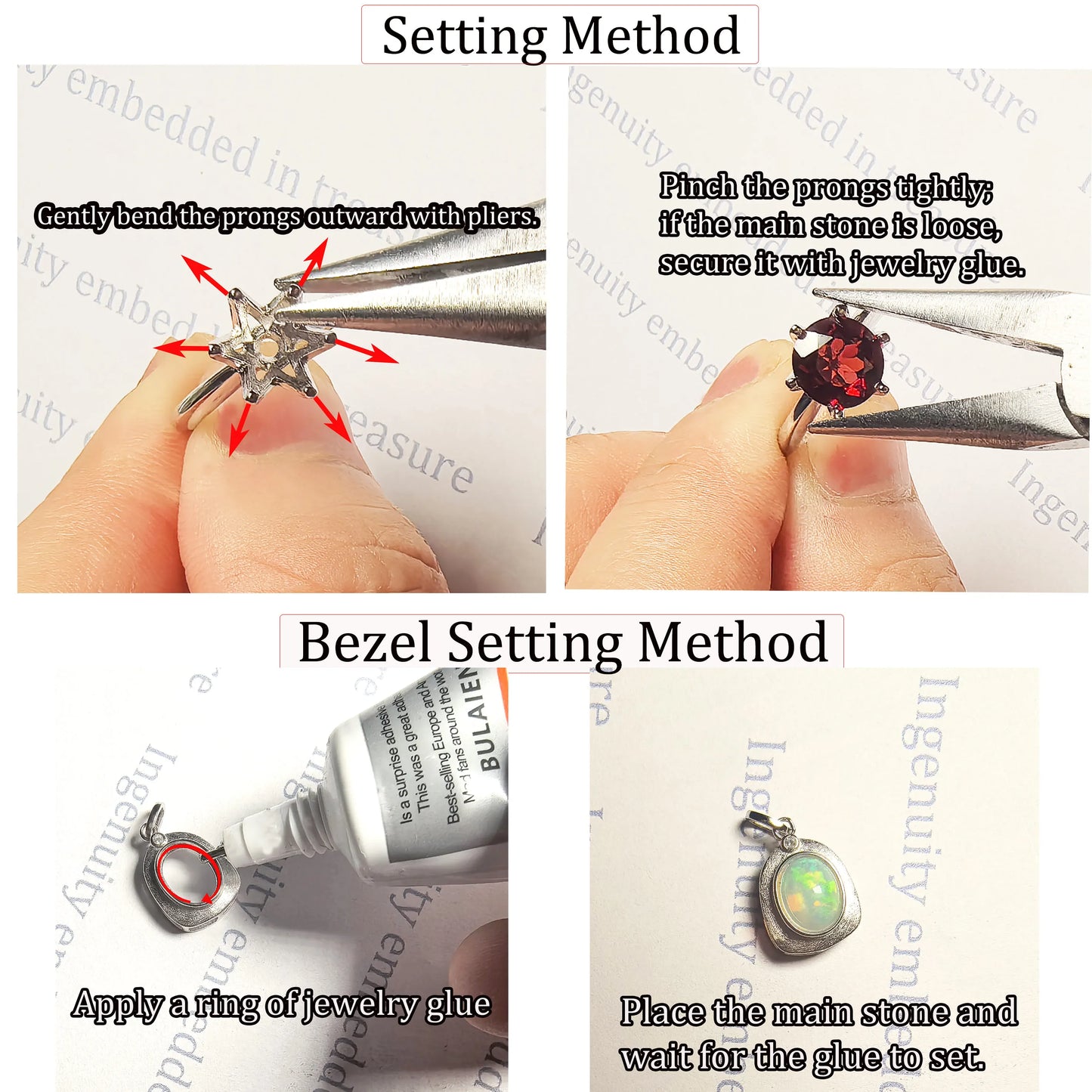 8x10mm S925 Sterling Silver Empty Ring Mount for DIY Jewelry - Multi-Styles Adjustable Prong Setting Gemstone Crafting Supplies