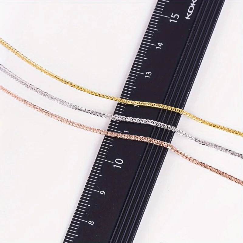 1pc 16-18inches rose Golden Silver solid 925 sterling silver foxtail chain necklace DIY jewelry making chain supplies findings