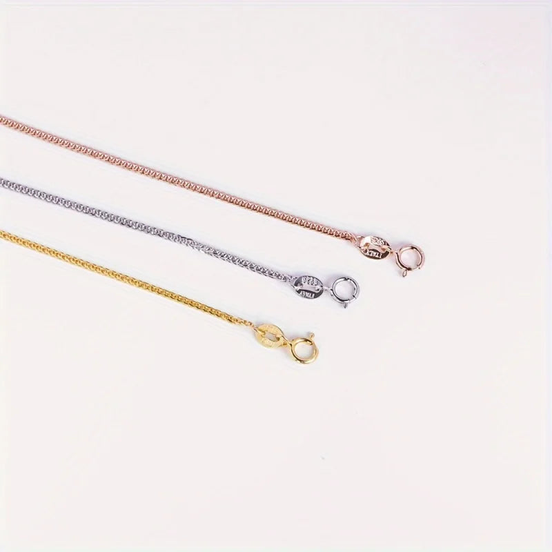 1pc 16-18inches rose Golden Silver solid 925 sterling silver foxtail chain necklace DIY jewelry making chain supplies findings