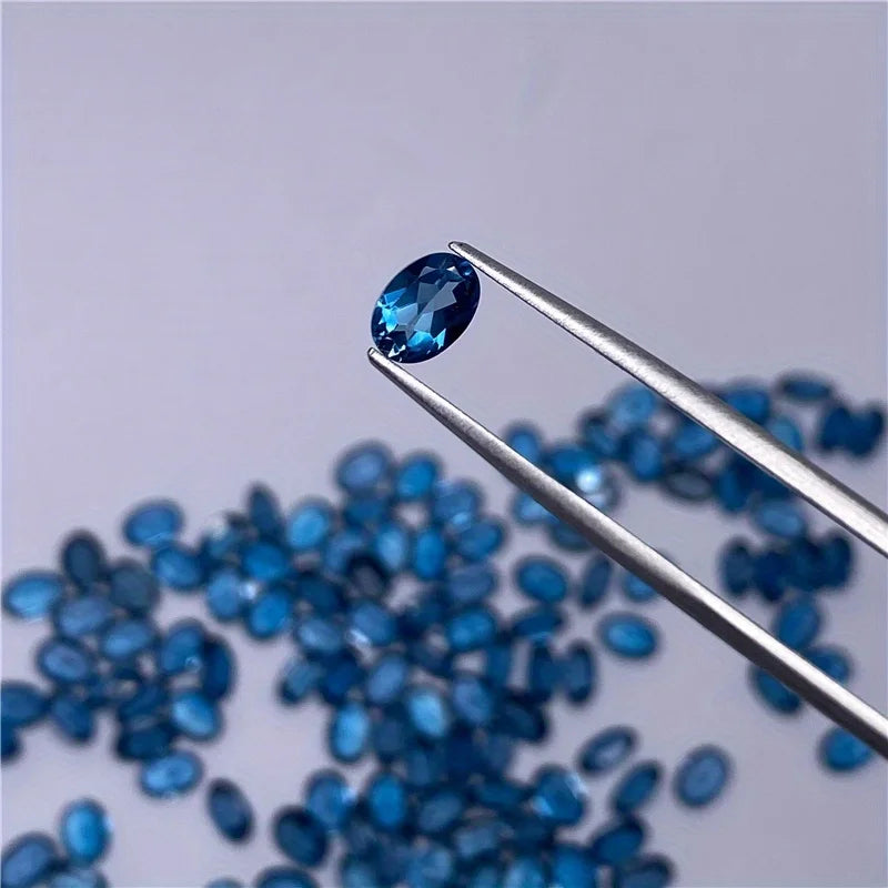 1pc natural London blue topaz-oval shape high quality gemstone for DIY jewelry making, ideal choice for gifts