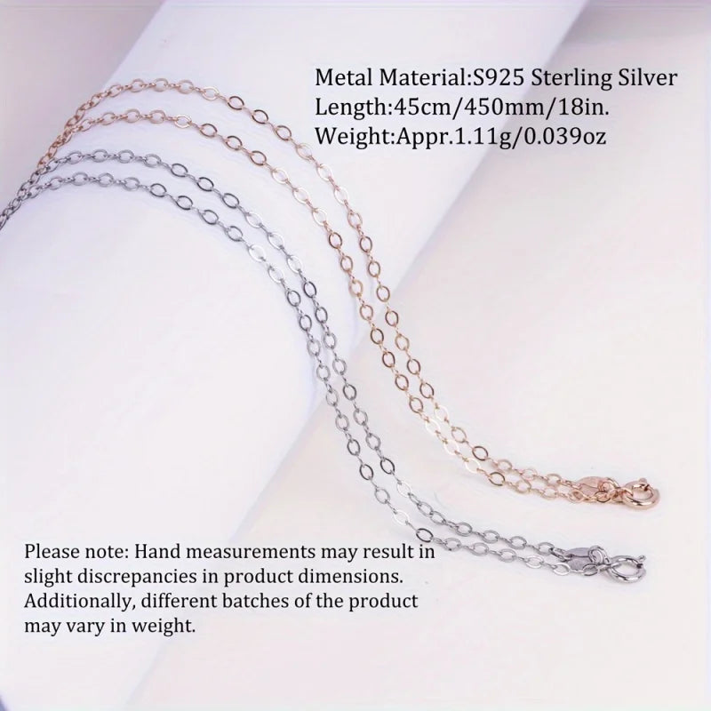 1pc rose Golden 925 sterling silver chain necklace for DIY jewelry making