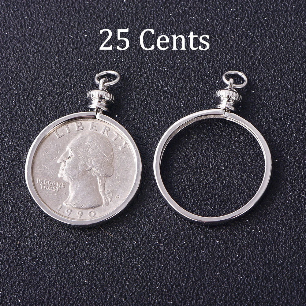 Coin Bezel Pendant Base for US & Euro Coins – DIY Jewelry Setting, Silver Pendant Frame, Blank Mount, Craft Jewelry Supplies