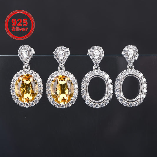 WEATIAPO 925 Sterling Silvery Earring Pendants, 8*10mm Round Brilliant-Cut Synthetic Cubic Zirconia, DIY Jewelry Making Supplies, Beading & Jewelry Making Parts And Accessories, Jewelry Accessorie