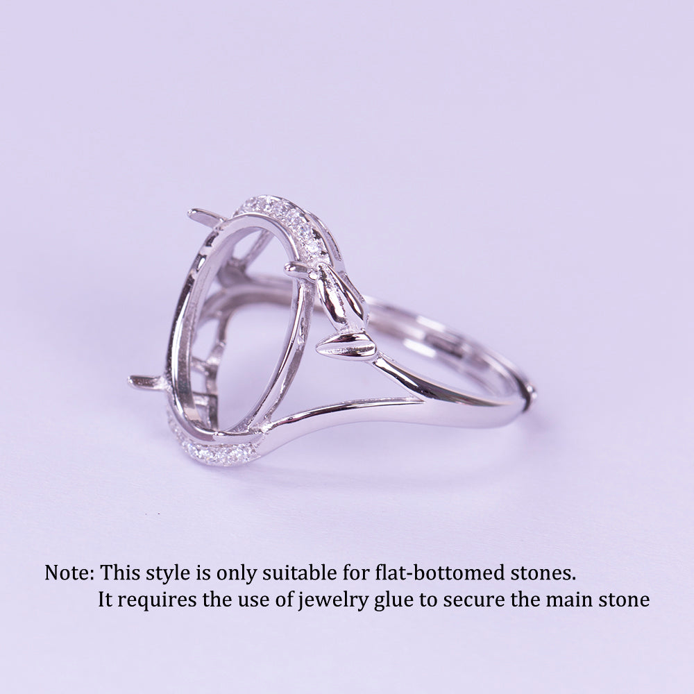 1pc 10*14mm Bamboo Leaf Style Ring Setting, S925 Sterling Silver Material, Suitable for Handcrafting DIY Women's Rings