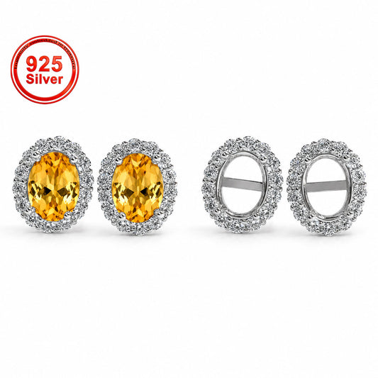 6×8mm Oval Stud Earring Setting S925 Sterling Silver