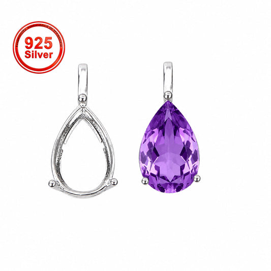 7×10mm Pear Pendant Setting in S925 Sterling Silver for DIY Jewelry Making