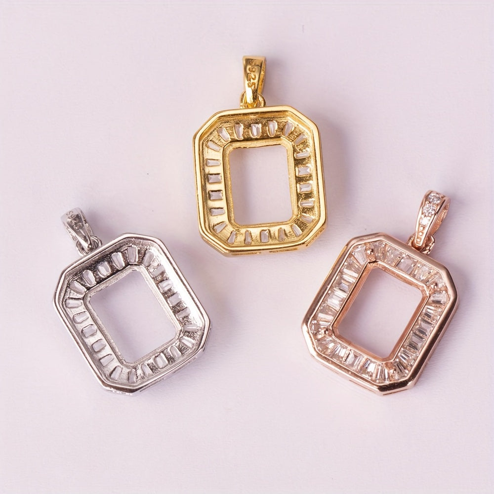 1pc 7*9mm Rectangular Pendant Blank, Pendant Mount, Women's Minimalist Handcrafted Jewelry Component, Suitable for Setting Rectangular, Jewelry Findings