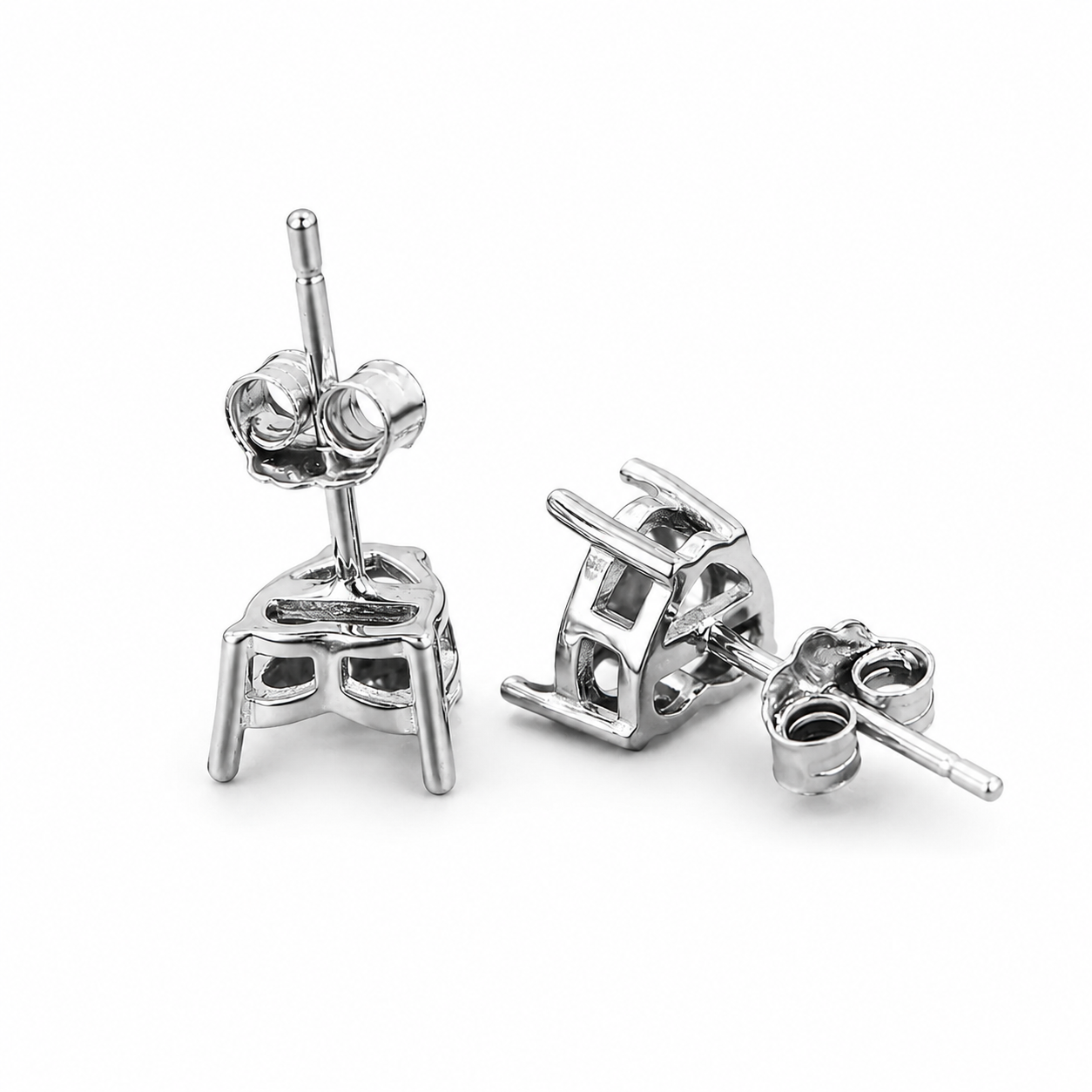 6mm and 7mm Heart Stud Earring Settings in S925 Sterling Silver