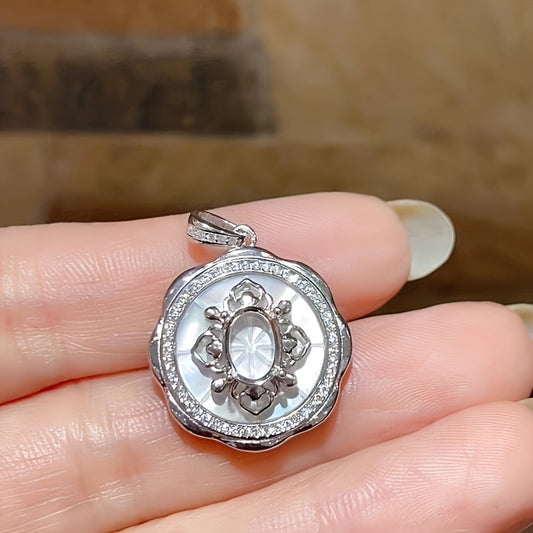 Main Stone 6x8mm Pendant Setting, S925 Sterling Silver, Vintage Style Pendant Base, Suitable for DIY Handmade Women's Pendant, Jewelry Making, WEATIAPO