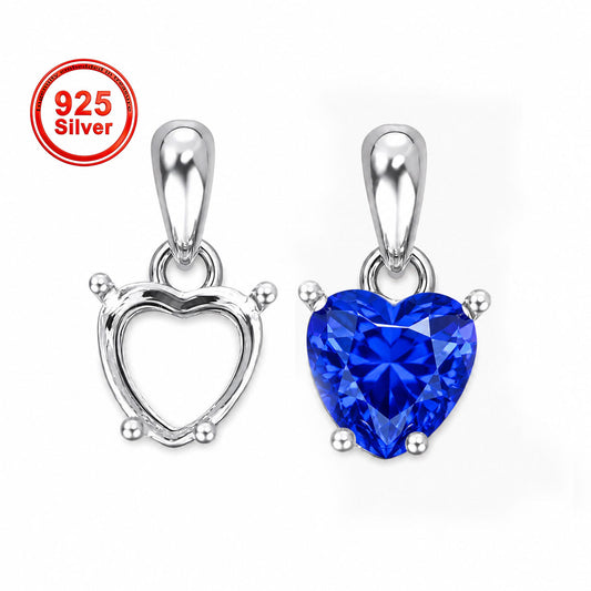 6mm and 7mm Heart Pendant Settings in S925 Sterling Silver