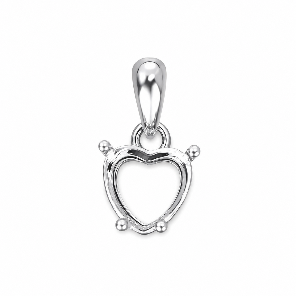 6mm and 7mm Heart Pendant Settings in S925 Sterling Silver