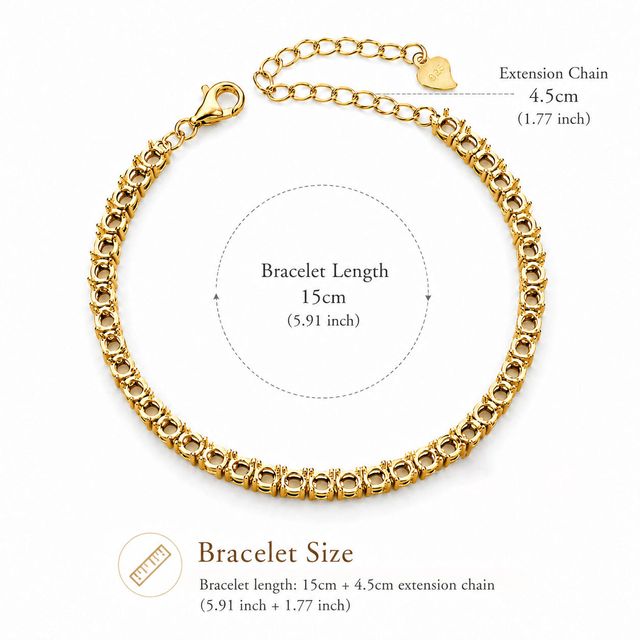 3mm Round Tennis Bracelet Setting S925 Sterling Silver for DIY Jewelry Making